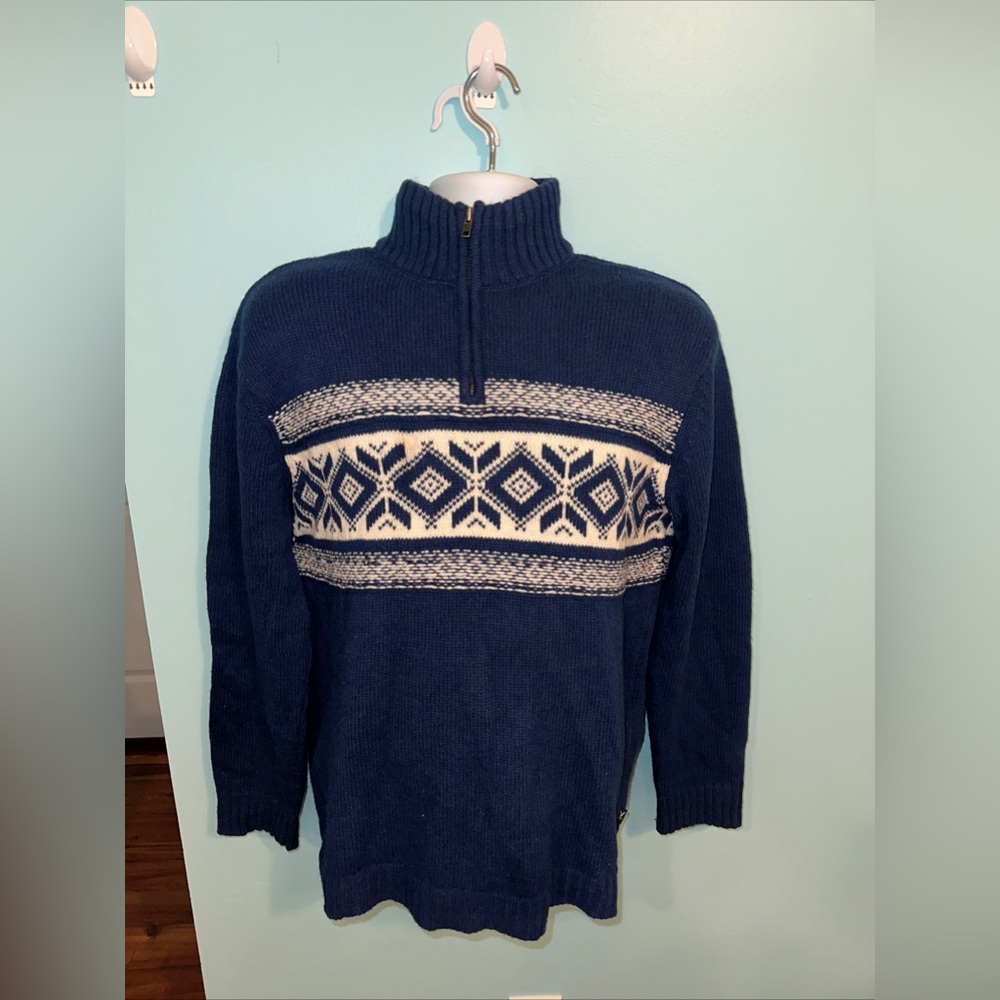 American Eagle Men’s Turtleneck Quarter Zip Winter Pattern Sweater
